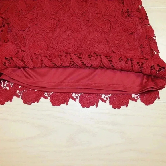 Express Red Women's lace Overlay Mini Skirt Size 6 - Picture 4 of 9